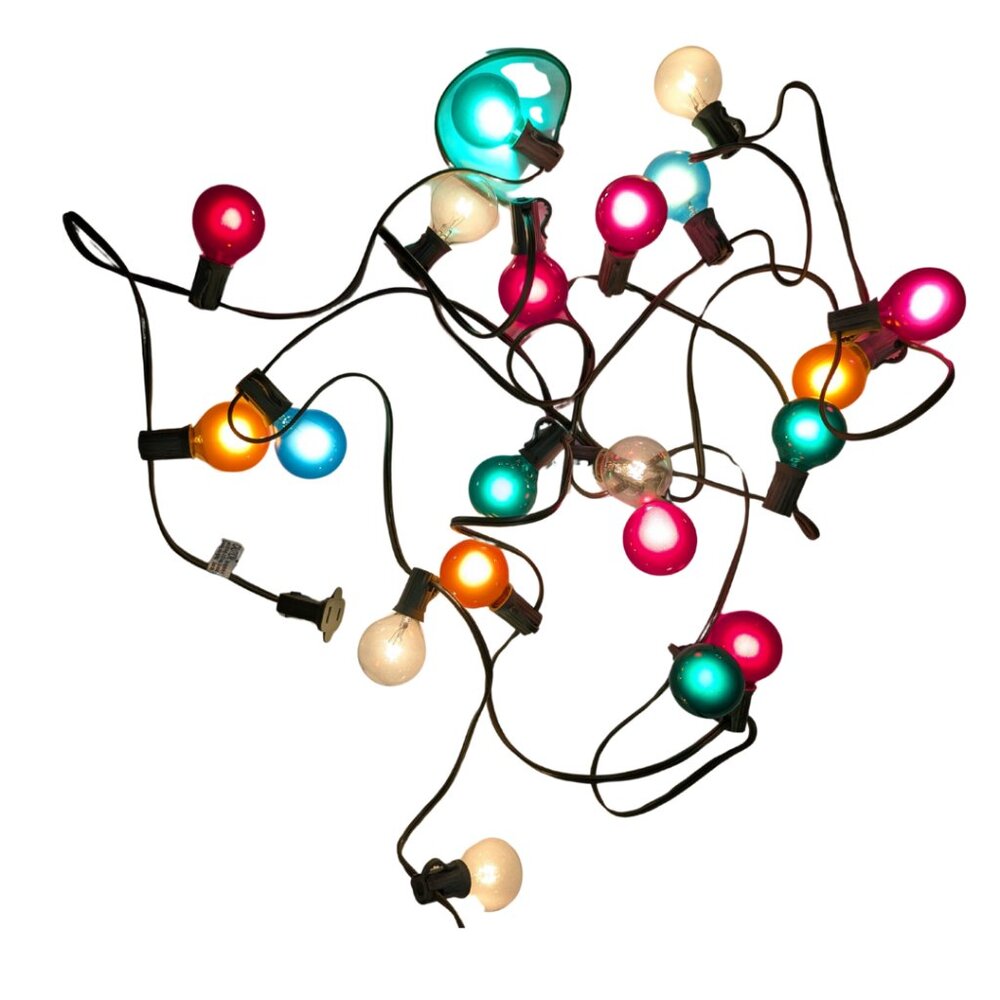 String lights with color and white bulbs